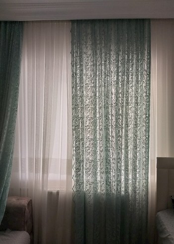 Yeşil Nakışlı Bohem Perde - Görsel 5