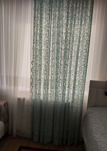 Yeşil Nakışlı Bohem Perde - Görsel 4