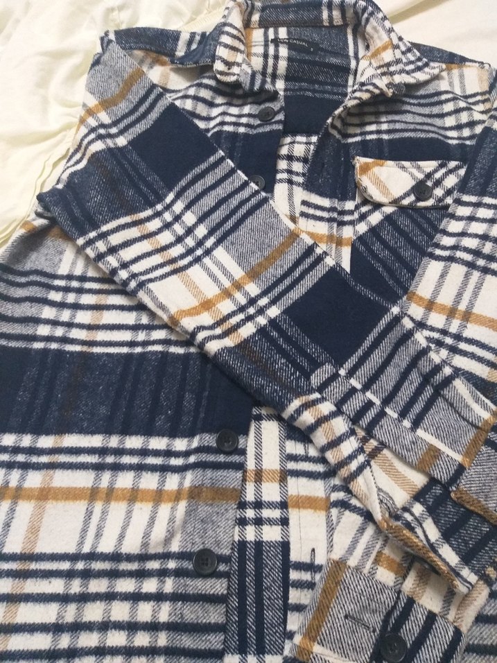 Düğmeli Ekose Desenli erkek Gömlek - Görsel 3