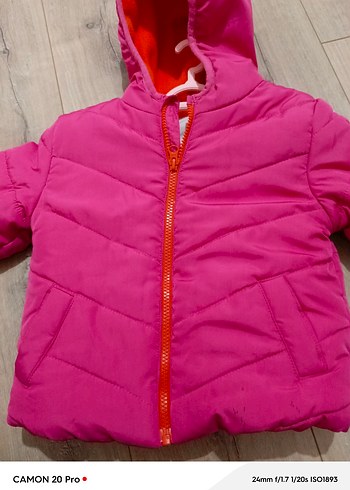 Kız Çocuk Pembe Fermuarlı Kapüşonlu Mont - Görsel 2