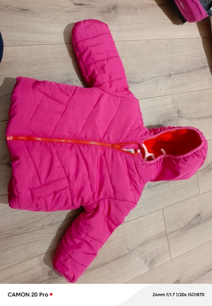 Kız Çocuk Pembe Fermuarlı Kapüşonlu Mont - Görsel 4