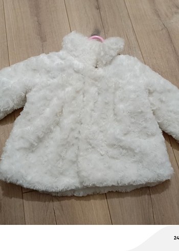beyaz Kürk Detaylı Midi Mont - Görsel 3
