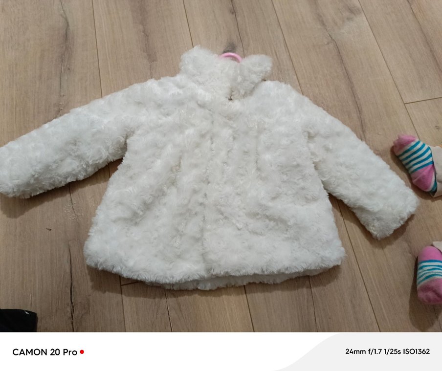 beyaz Kürk Detaylı Midi Mont - Görsel 3