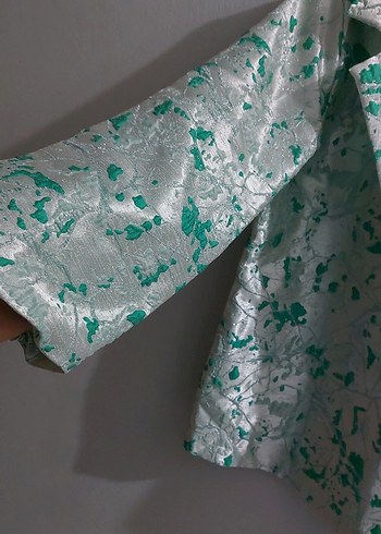 Düğmeli Yeşil Desenli Ceket - Görsel 2