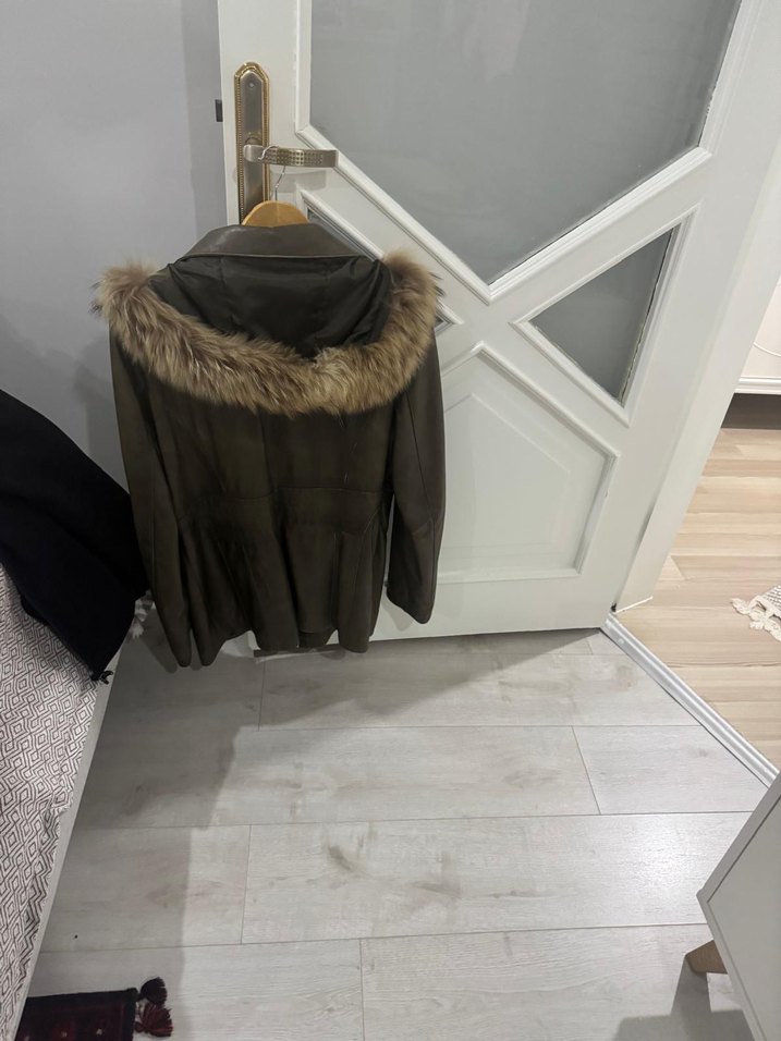 Kürklü Kahverengi Deri Kadın Ceket - Görsel 2