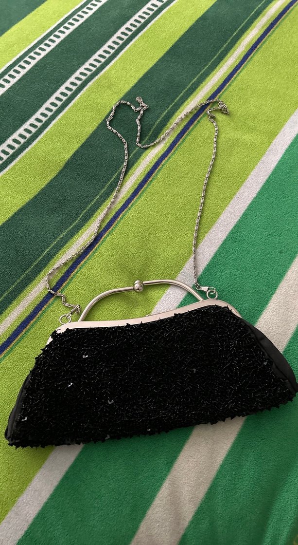 Boncuk İşlemeli Siyah Kadın Portföy Çanta - Görsel 2