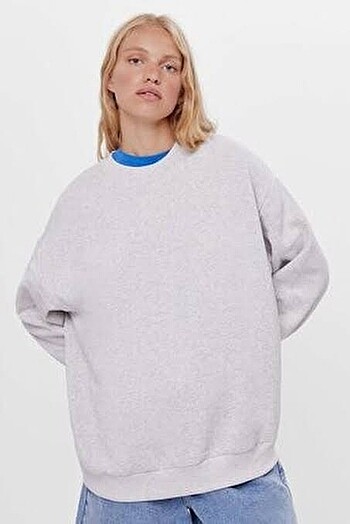 bershka gri oversize sweatshirt