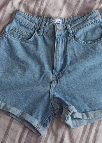 Defacto Gri Mavi Midi Denim Şort