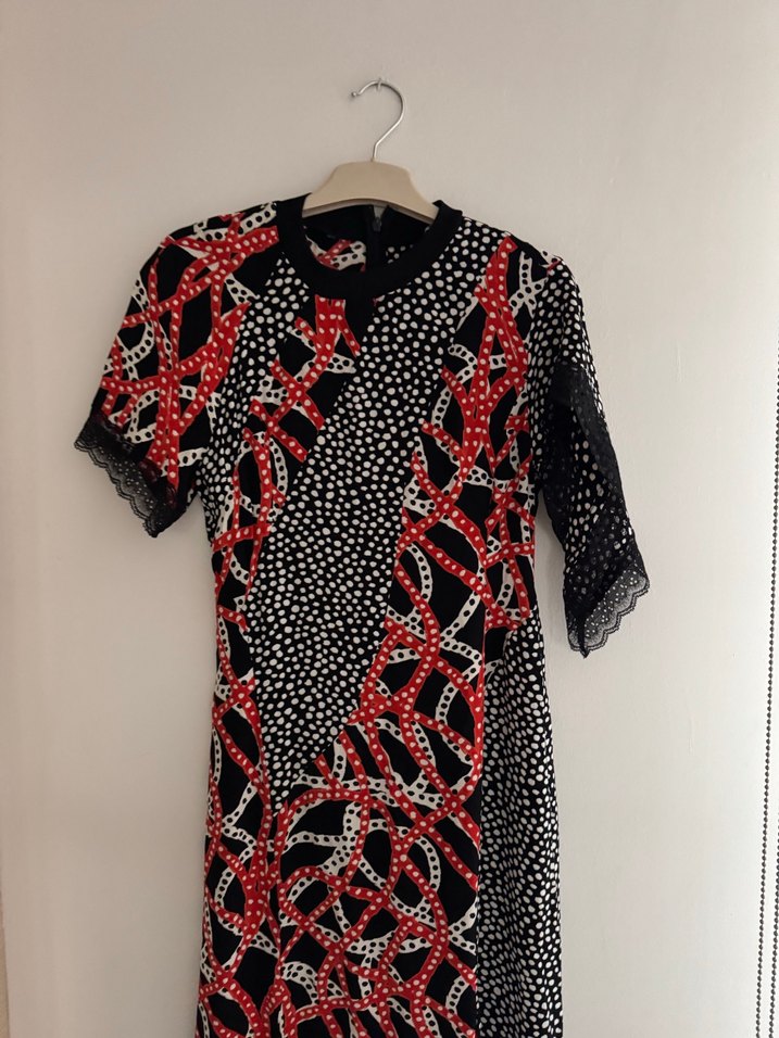 Kol Detaylı Desenli Kadın Uzun Elbise - Görsel 3