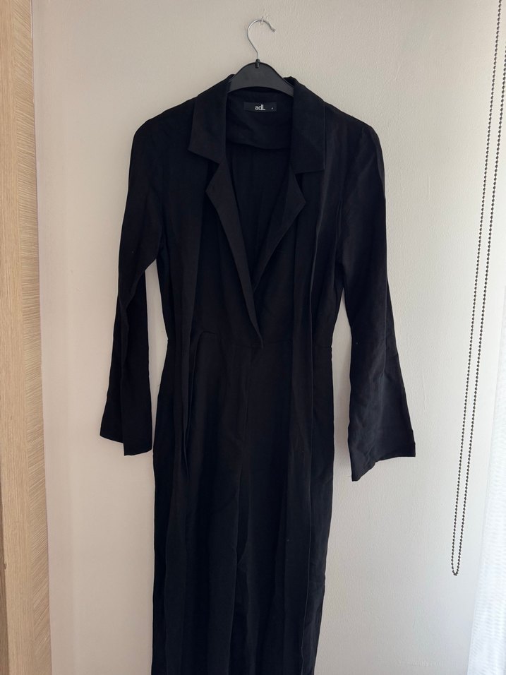 Siyah Uzun Keten Tulum, - Görsel 2