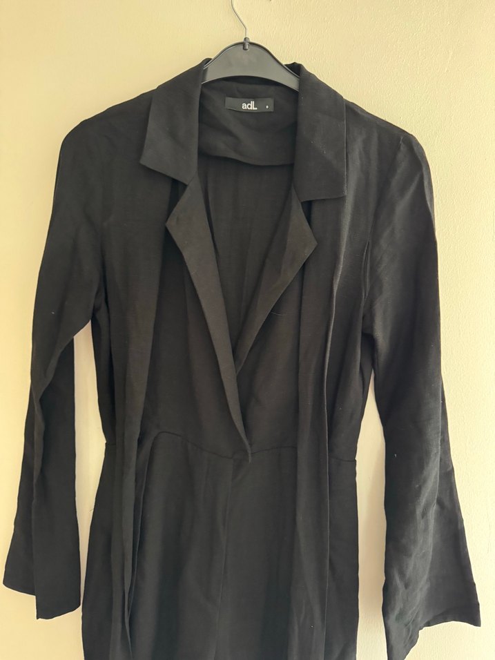 Siyah Uzun Keten Tulum, - Görsel 3