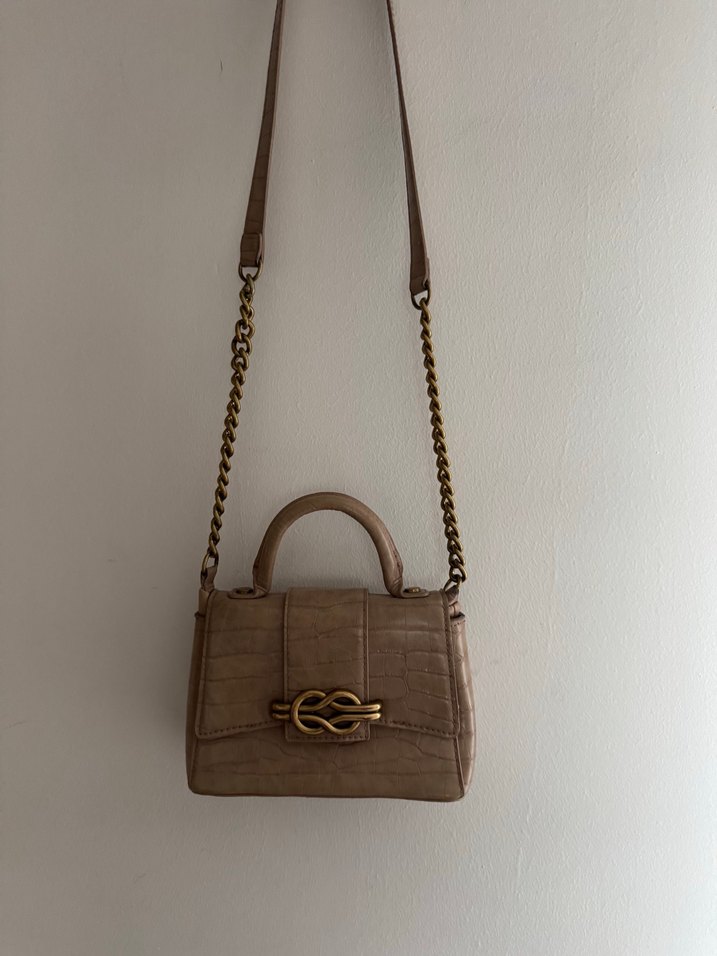 Bej Zincir Detaylı Çanta - Görsel 2