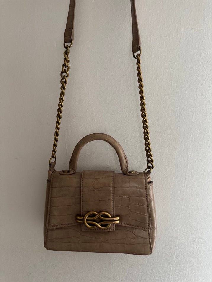 Bej Zincir Detaylı Çanta - Görsel 3