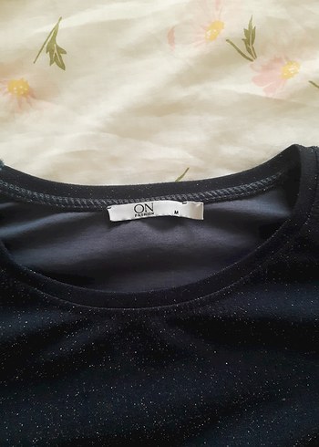 Düğmeli lacivert simli on triko tunik - Görsel 4