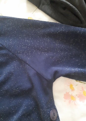 Düğmeli lacivert simli on triko tunik - Görsel 2