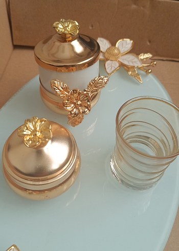 Beyaz Çiçekli Dekoratif Tepsi nişan tepsisi ve kahve tepsisi - Görsel 4