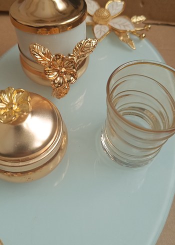 Beyaz Çiçekli Dekoratif Tepsi nişan tepsisi ve kahve tepsisi - Görsel 5