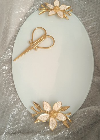 Beyaz Çiçekli Dekoratif Tepsi nişan tepsisi ve kahve tepsisi - Görsel 8