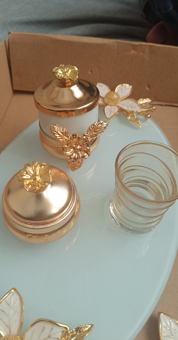 Beyaz Çiçekli Dekoratif Tepsi nişan tepsisi ve kahve tepsisi - Görsel 4