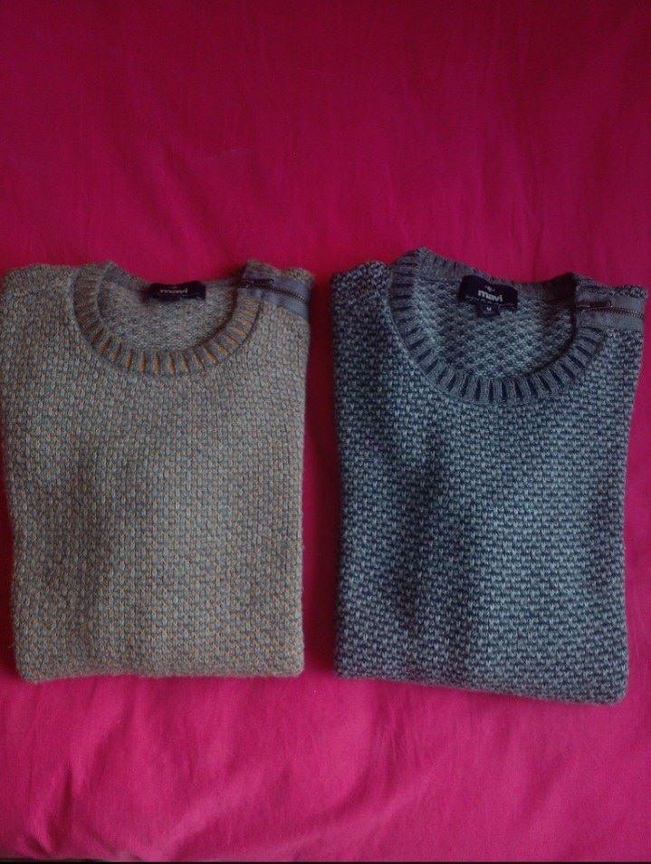 Mavi Gri Erkek Yün Kazak s/m beden - Görsel 3