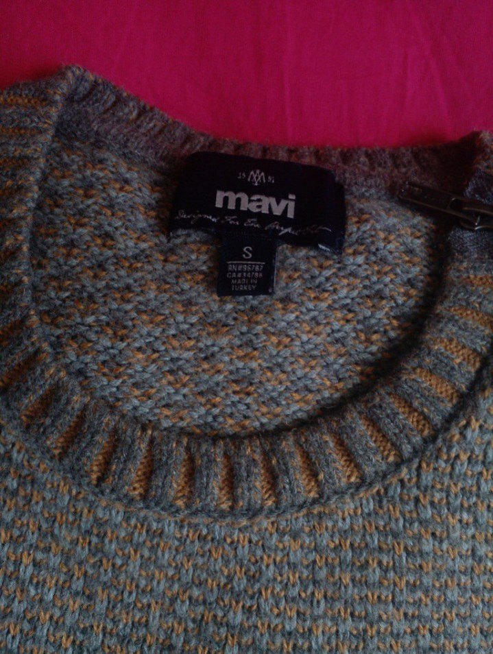 Mavi Gri Erkek Yün Kazak s/m beden - Görsel 2