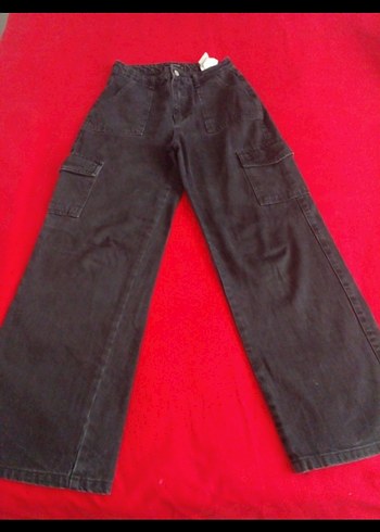 Trendyol siyah kargo kot pantolon s/36 beden - Görsel 6