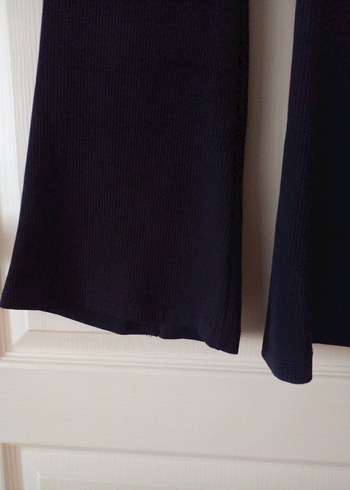 Siyah Pilili Kadın İspanyol Paça Pantolon - Görsel 5