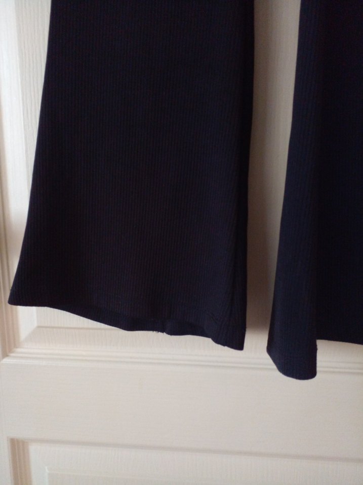 Siyah Pilili Kadın İspanyol Paça Pantolon - Görsel 5