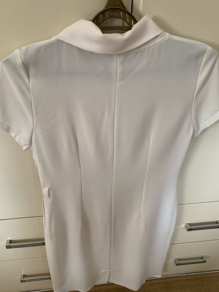 Beyaz Kısa Kollu Midi Elbise - Görsel 4