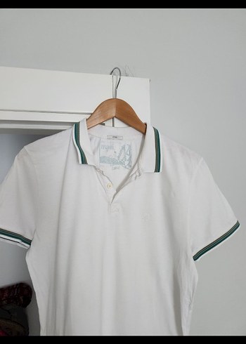 Erkek Beyaz Pamuklu Polo Tişört - Görsel 2