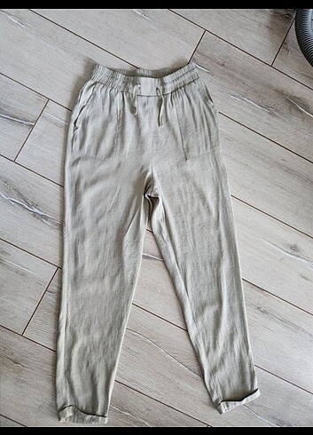 Yüksek bel keten pantalon