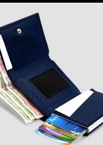 Lacivert Deri Erkek Cüzdanı - Görsel 3