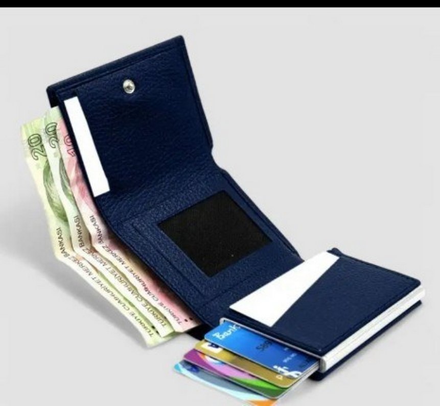 Lacivert Deri Erkek Cüzdanı - Görsel 3