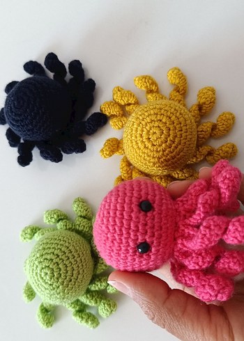 Renkli Örgü Ahtapot Oyuncak Anahtarlık Hediyelik - Görsel 3