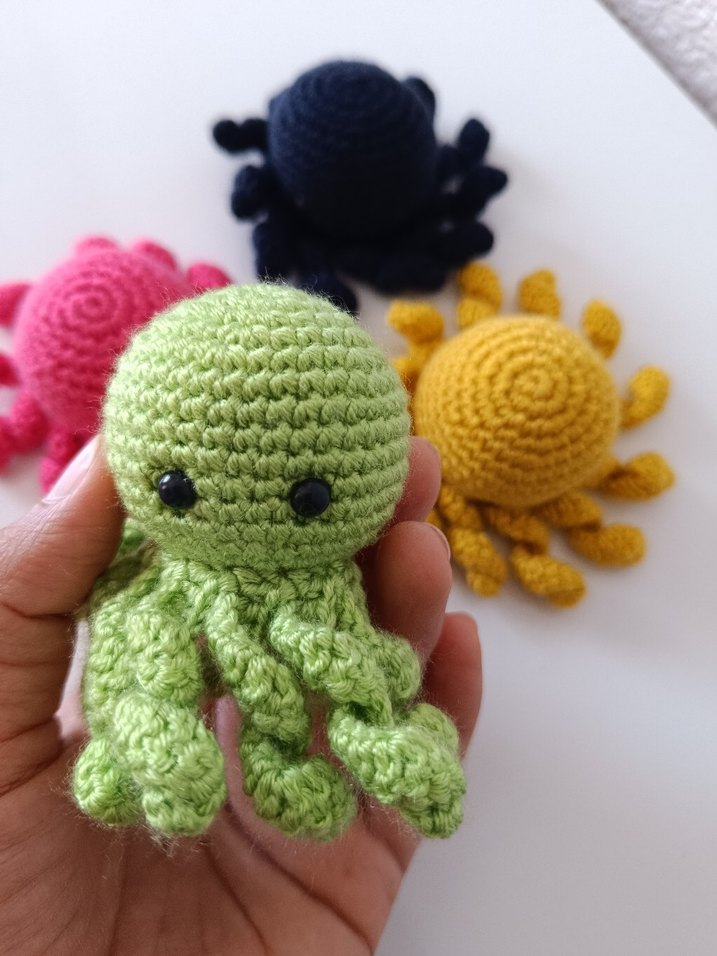 Renkli Örgü Ahtapot Oyuncak Anahtarlık Hediyelik - Görsel 2