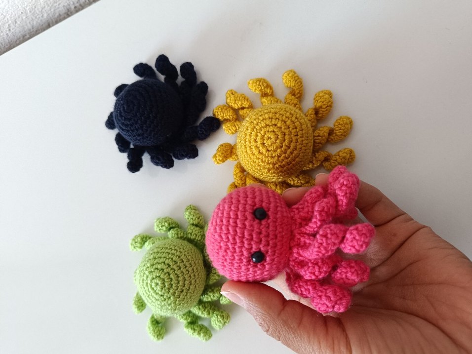 Renkli Örgü Ahtapot Oyuncak Anahtarlık Hediyelik - Görsel 3