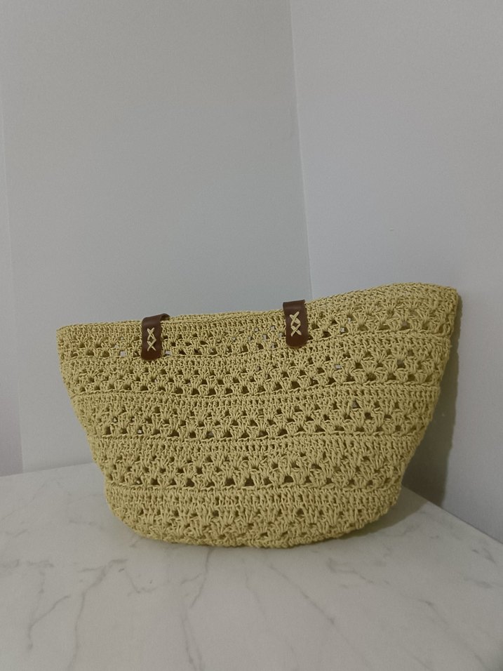 Mango Model Hasır Çanta - Görsel 3