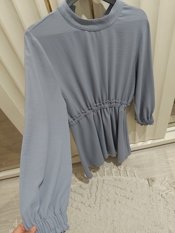 Gri Uzun Kollu Kadın Tunik Pantolon Takım - Görsel 2