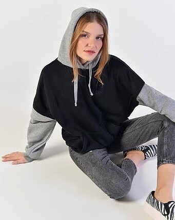 addax sweatshirt oversize siyah