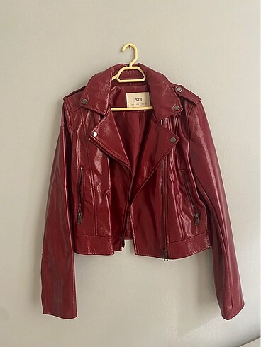 Stradivarius Parlak kumaş biker ceket