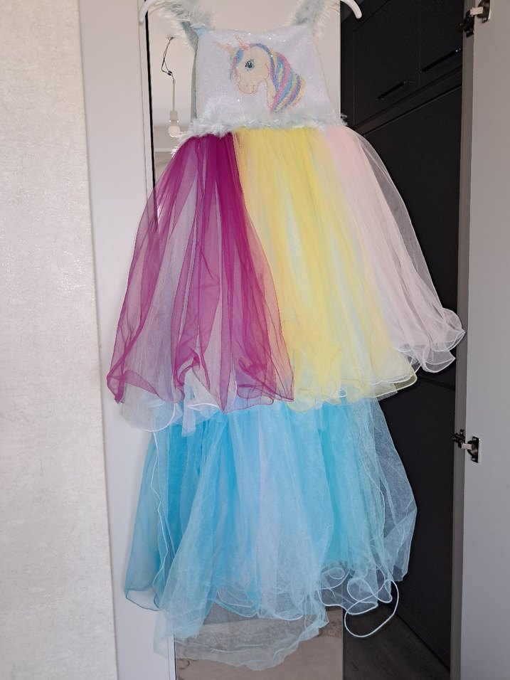 Kız Çocuk Çok Renkli Tül Elbise - Görsel 2