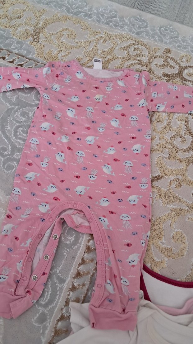 Pembe Baskılı Uzun Kollu Bebek Body - Görsel 2