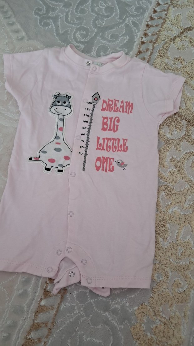 Pembe Kısa Kollu Bebek Tulum - Görsel 2