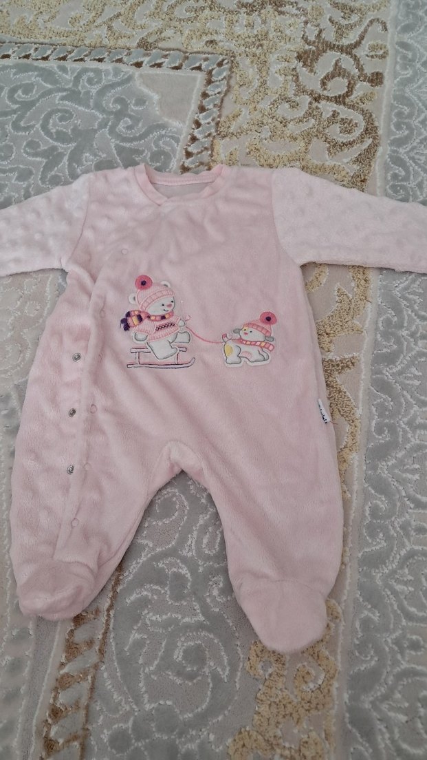 Pembe Nakışlı Bebek Kız Tulum - Görsel 2