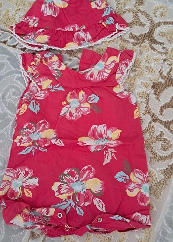 Dantel Detaylı Çiçek Desenli Bebek Kız Tulumu - Görsel 2