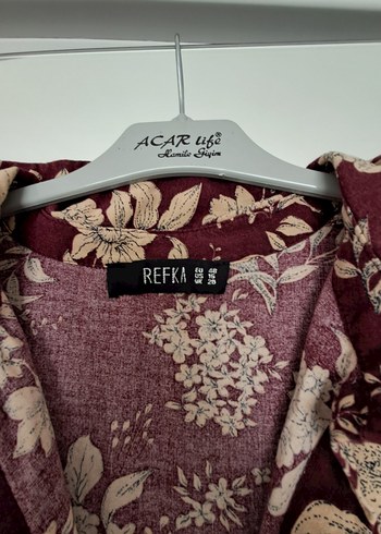 48 Beden bordo Renk Bordo Çiçek Desenli Uzun Bohem Elbise