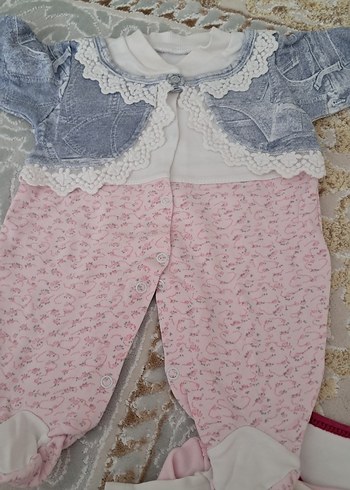 Dantel Detaylı Uzun Kollu Pembe Bebek Tulumu - Görsel 2