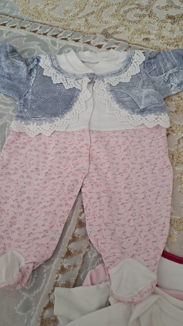 Dantel Detaylı Uzun Kollu Pembe Bebek Tulumu - Görsel 2