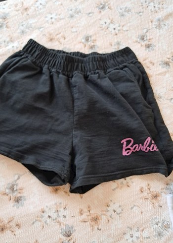 Siyah Nakışlı Barbi Pamuklu Mini Şort