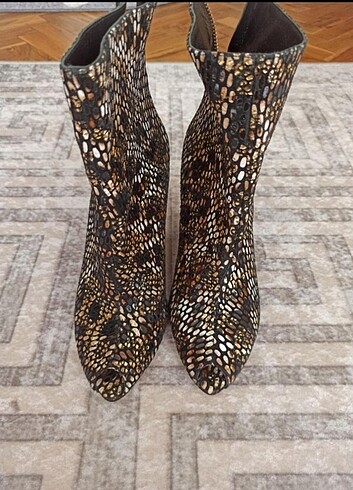 Leopar desen deri bootie